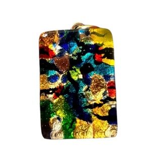 Murano Vetro Art Glass Pendant Colorful Abstract Rectangle Italy Made